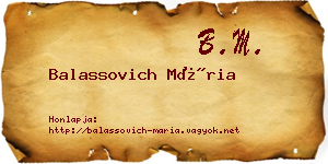 Balassovich Mária névjegykártya